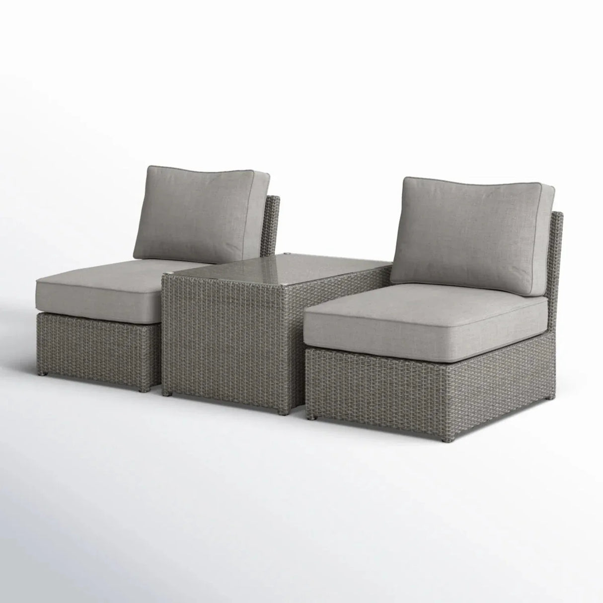 2-Piece Weather-Resistant Wicker Outdoor Seating Set With Cushions - Omega Lifestyles