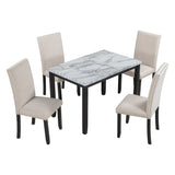 5-Piece Faux Marble Dining Table Set With Cushioned Chairs - Omega Lifestyles