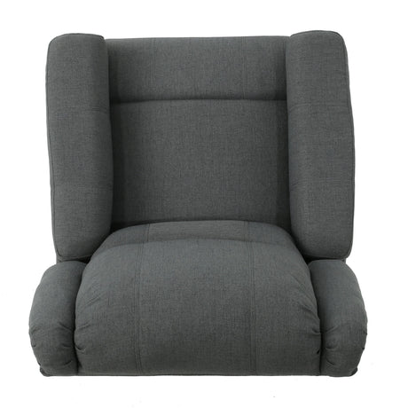 Charcoal Fabric Glider Recliner With Swivel And Manual Recline - Omega Lifestyles