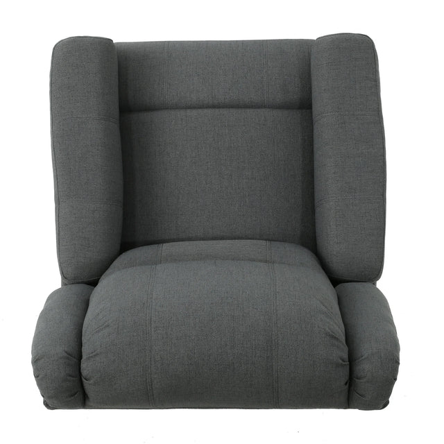 Charcoal Fabric Glider Recliner With Swivel And Manual Recline - Omega Lifestyles