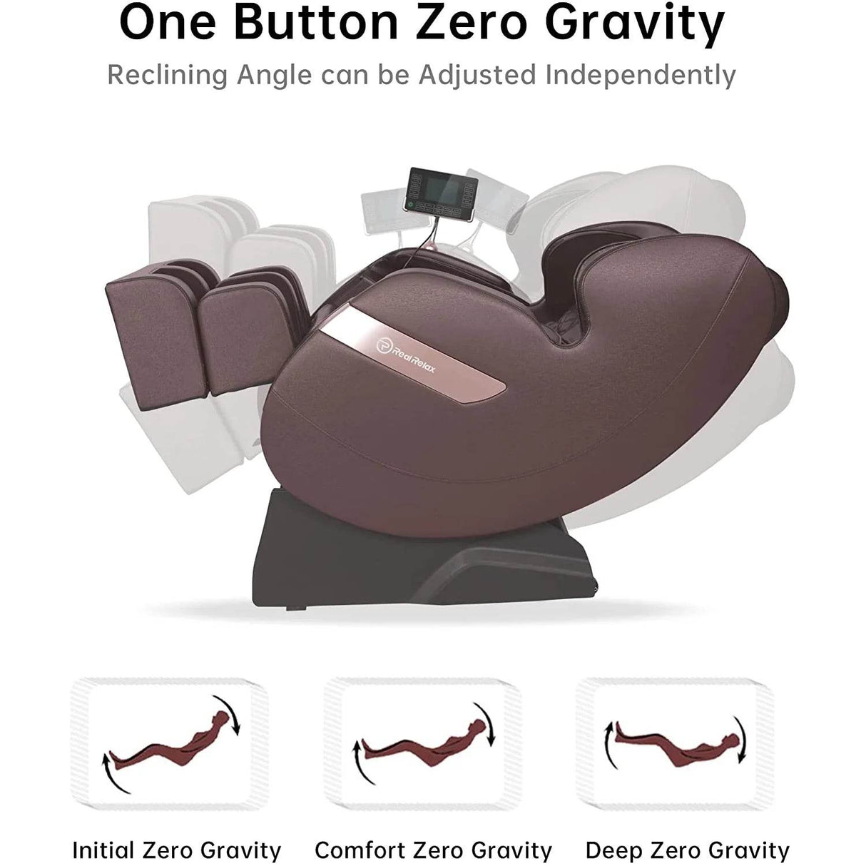 S Track Massage Chair, Full Body Zero Gravity Shiatsu Recliner with Smart Voice Controller, Brown