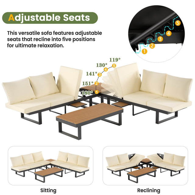 Adjustable Reclining Outdoor Sectional Patio Furniture Set - Omega Lifestyles
