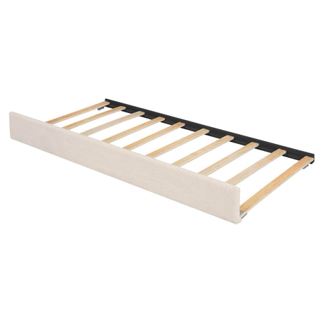 Twin Upholstered Platform Bed With LED Light Trundle - Omega Lifestyles