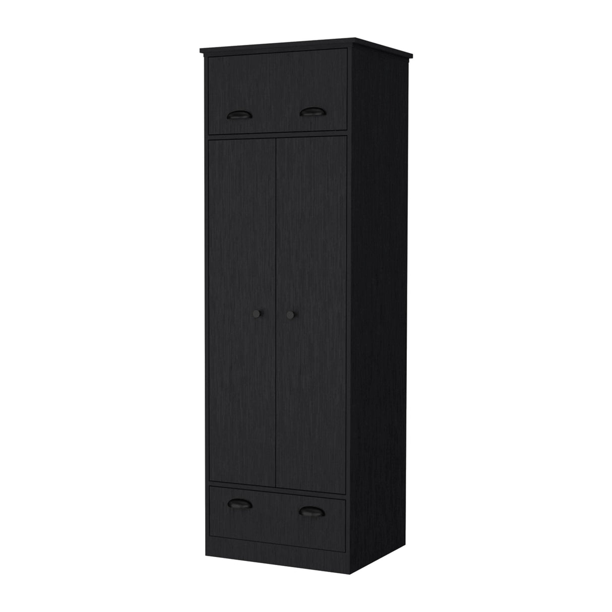 Lakewood Black Engineered Wood Double Door Armoire - Omega Lifestyles