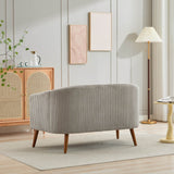 Corduroy Upholstered Modern Gray Loveseat Sofa With Walnut Legs - Omega Lifestyles