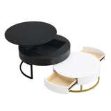 Modern Round Lift-Top Nesting Coffee Tables With Drawers - Sleep Galleria
