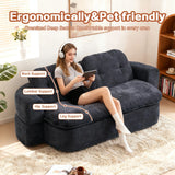 Modern Convertible Linen Foam-Filled Sleeper Sofa Bed With Pillows - Omega Lifestyles