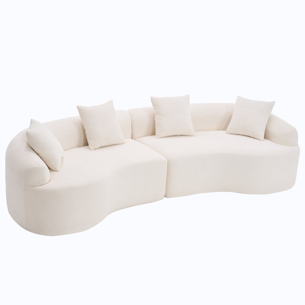 Curved White Foam And Spring Modular Sectional Sofa