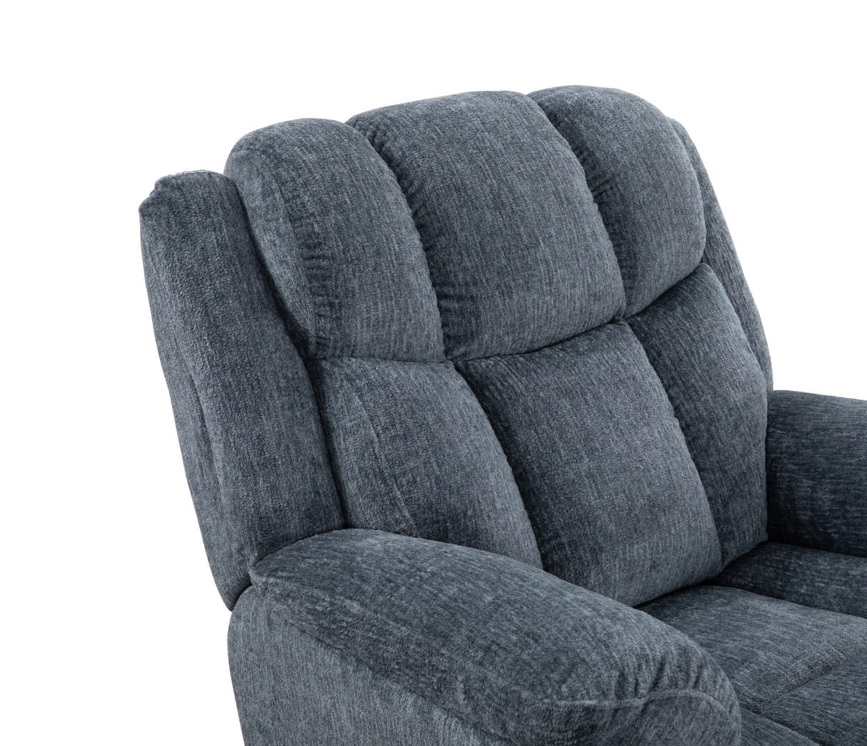 Manual Upholstered Slate Chenille Swivel Recliner - Omega Lifestyles