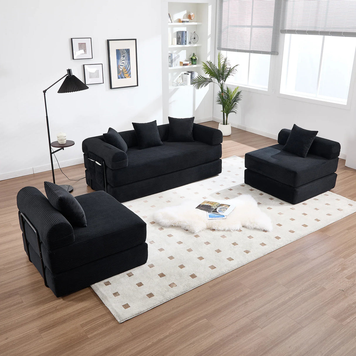 Convertible Corduroy Memory Foam Folding Sofa Bed - Omega Lifestyles