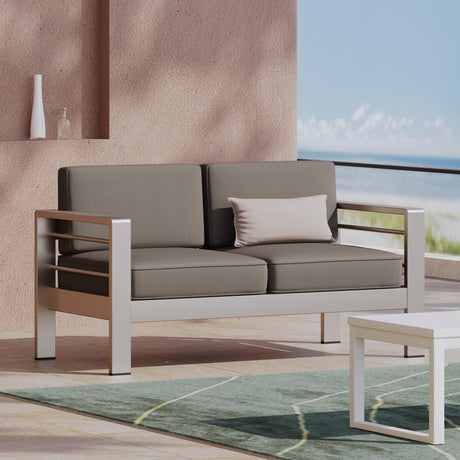 Aluminum Outdoor Patio Loveseat With Water-Resistant Cushion - Omega Lifestyles