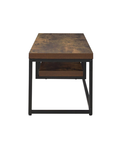 Weathered Oak Black Metal Finish TV Stand - Omega Lifestyles