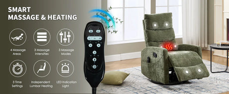 Heat Massage Recliner Chair With Swivel Rocker - Omega Lifestyles