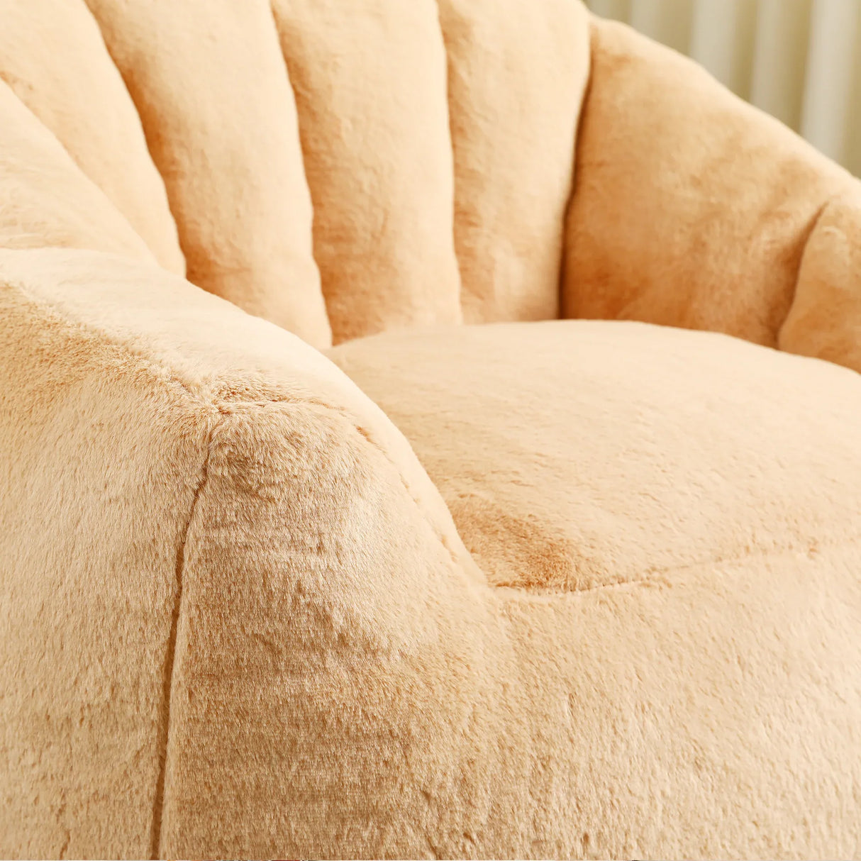 High Density Foam Brown Faux Fur Beanbag Chair - Omega Lifestyles