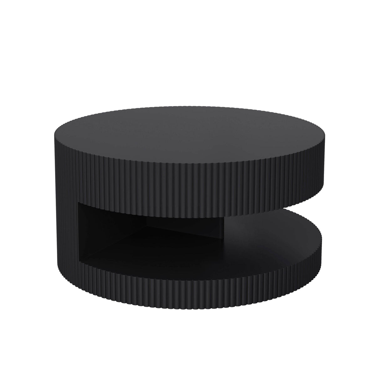 Round Black MDF Two-Tier Storage Coffee Table - Sleep Galleria