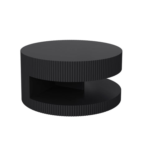 Round Black MDF Two-Tier Storage Coffee Table - Sleep Galleria