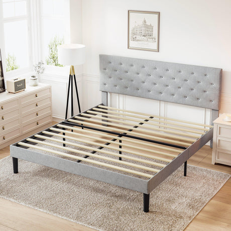 Queen Modern Iron Adjustable Headboard Bed Frame - Omega Lifestyles