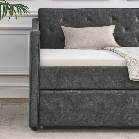 Twin Upholstered Tufted Daybed With Trundle - Omega Lifestyles