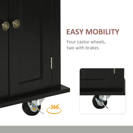 Mobile Kitchen Island Cart With Rubberwood Top And Drawers - Omega Lifestyles