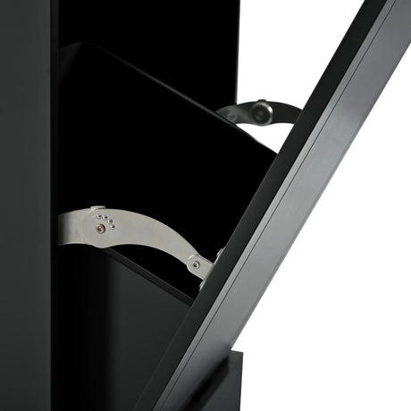 Fluted Rubber Wood Kitchen Island With Trash Can Cabinet - Omega Lifestyles