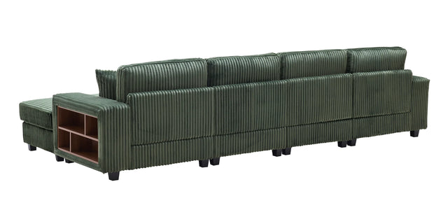 Modern Convertible U-Shaped Corduroy Fabric Sofa - Omega Lifestyles