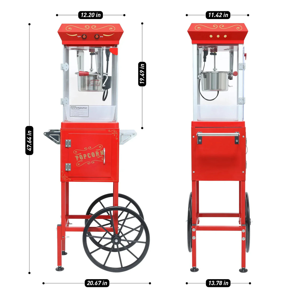 Theater-Style 6OZ Stainless Steel Popcorn Machine Cart - Omega Lifestyles