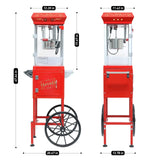 Theater-Style 6OZ Stainless Steel Popcorn Machine Cart - Omega Lifestyles