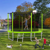 8-Inch Green Safety Enclosure Outdoor Trampoline - Omega Lifestyles