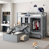 Twin Hydraulic Storage Bunk Bed With Wardrobe Drawers