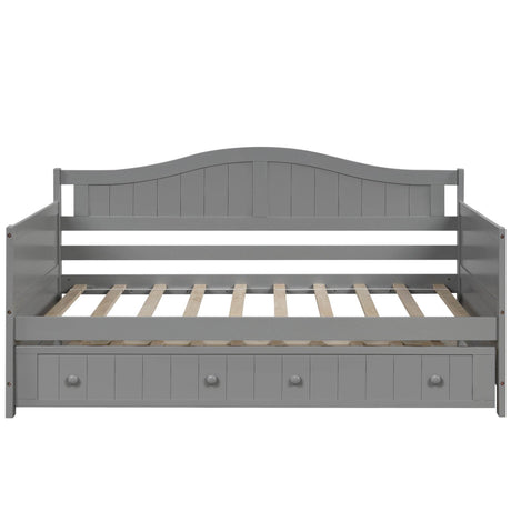 Twin Solid Wood Daybed With Trundle Gray - Omega Lifestyles