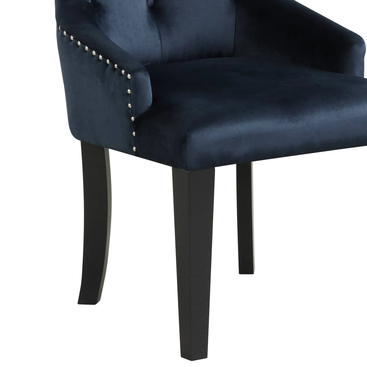 Dark Navy Velvet Parson Side Chair With Wood Legs - Omega Lifestyles