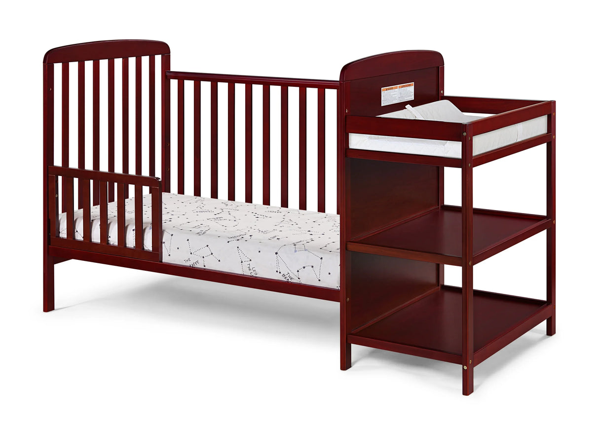 Solid Wood Cherry Crib With Attached Changing Table - Omega Lifestyles