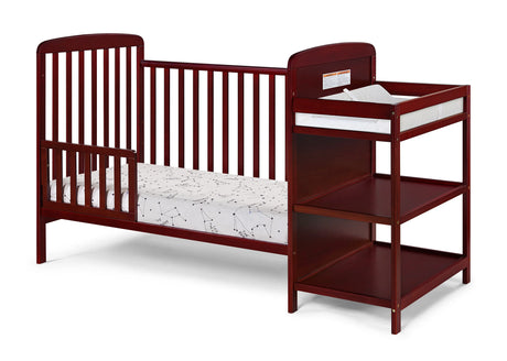 Solid Wood Cherry Crib With Attached Changing Table - Omega Lifestyles