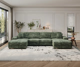 Modern Convertible U-Shaped Corduroy Fabric Sofa - Omega Lifestyles