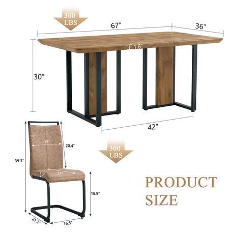 Wood-Textured MDF Dining Table Set With 4 Fabric Chairs - Omega Lifestyles