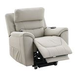 Light Gray Faux Leather Power Lift Heating Massage Chair - Omega Lifestyles
