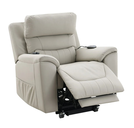 Light Gray Faux Leather Power Lift Heating Massage Chair - Omega Lifestyles