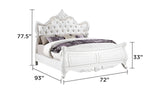 Traditional White Velvet Upholstered Queen Bed Frame - Omega Lifestyles