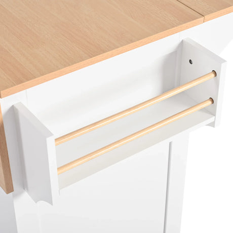 Folding Kitchen Island Cart With Power Outlet and Storage - Omega Lifestyles