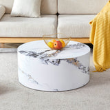 12-Inch White Patterned Cylindrical MDF Coffee Table - Omega Lifestyles