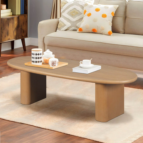 Tapered MDF Natural Wood Rounded Edge Coffee Table - Sleep Galleria