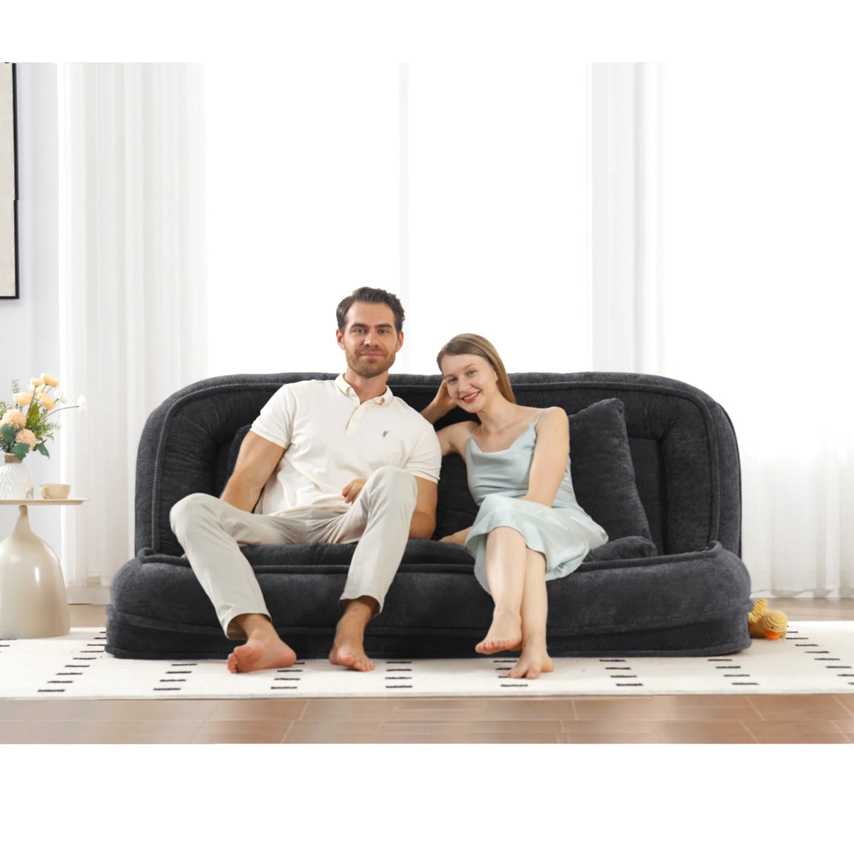 Adjustable 5-Position Medium-Soft Chenille Loveseat Sofa - Omega Lifestyles