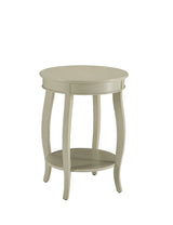 Antique White Synthetic Wood Round Leg Accent Table - Omega Lifestyles