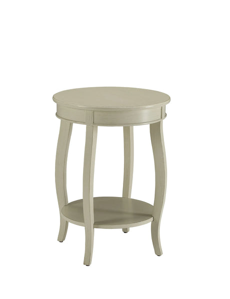 Antique White Synthetic Wood Round Leg Accent Table - Omega Lifestyles