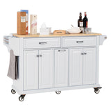 Solid Wood Rubberwood Kitchen Cart With Storage Drawers - Omega Lifestyles