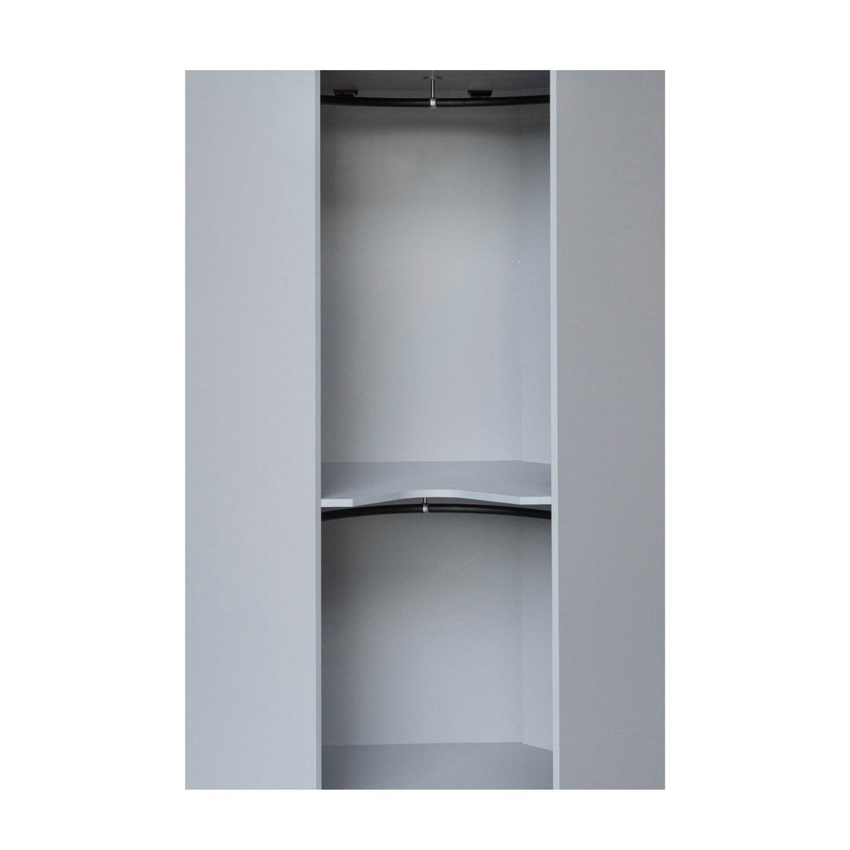 Polygon Corner Space-Saving Gray Particle Board Wardrobe - Omega Lifestyles