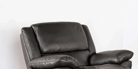 Transitional Black Leather Match Manual Recliner Chair - Omega Lifestyles
