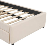 Twin Upholstered Platform Bed With LED Light Trundle - Omega Lifestyles