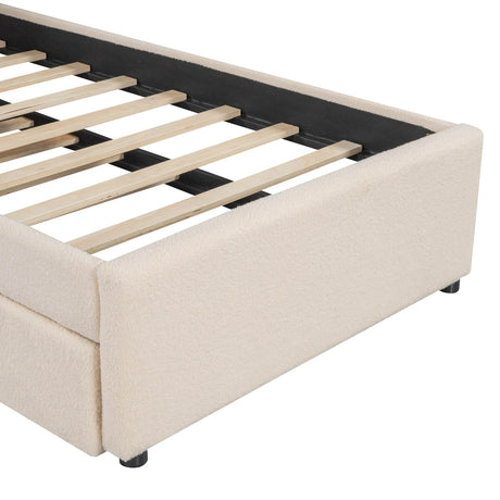 Twin Upholstered Platform Bed With LED Light Trundle - Omega Lifestyles