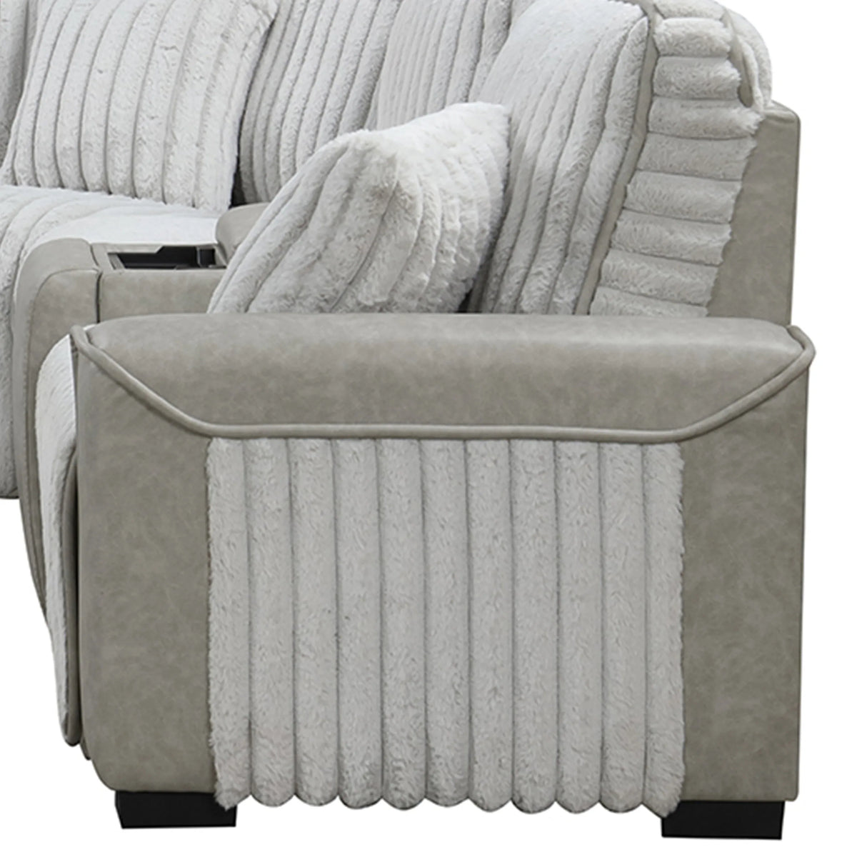 Power Reclining Modern Corduroy Sectional Sofa With Console - Omega Lifestyles